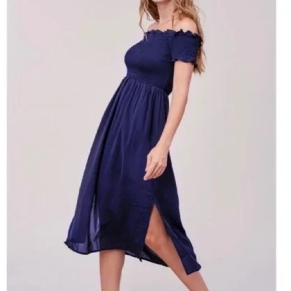 Bardot Cindy Off the Shoulder Dress Size 6 Small Navy